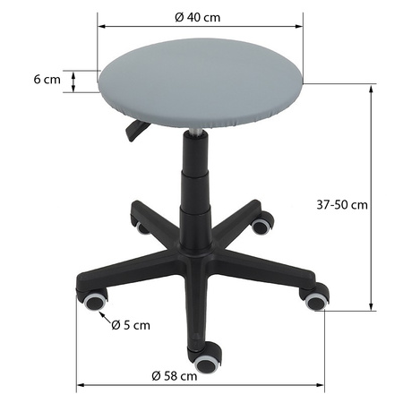 Taboret przemysłowy czarny skay VTPS