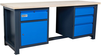 Stół metalowy warsztatowy z 4 szufladami i szafką dla mechanika DP 2015