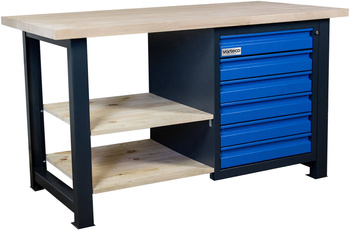Stół garażowy z 6 szufladami i półami MS 1417