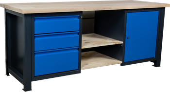 Stół dla mechanika z szufladami, pólkami i szafką DP 2012