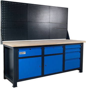 Stół narzędziowy z nadstawką do warsztatu z szufladami i szafkami DP 2027