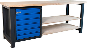 Stół montażowy z półkami i szufladami do warsztatu DP 2035