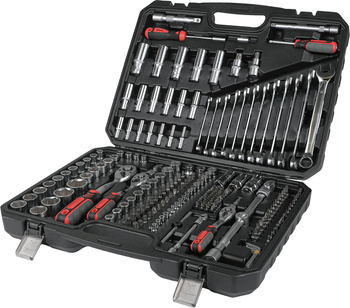 Zestaw narzędzi 1/4" 3/8" 1/2" 222 szt.